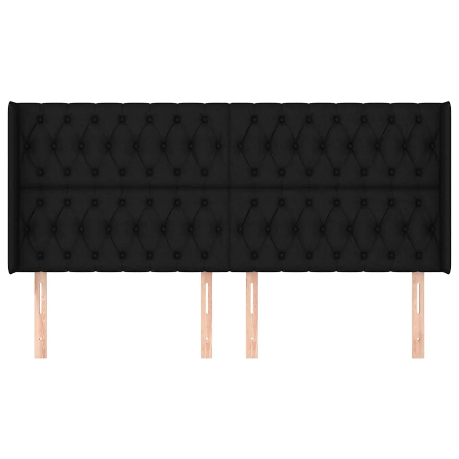 Tête de lit avec oreilles Noir 183x16x118/128 cm Tissu - 3