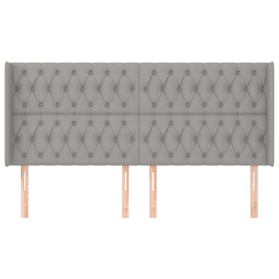 Tête de lit avec oreilles Gris clair 183x16x118/128 cm Tissu - 3