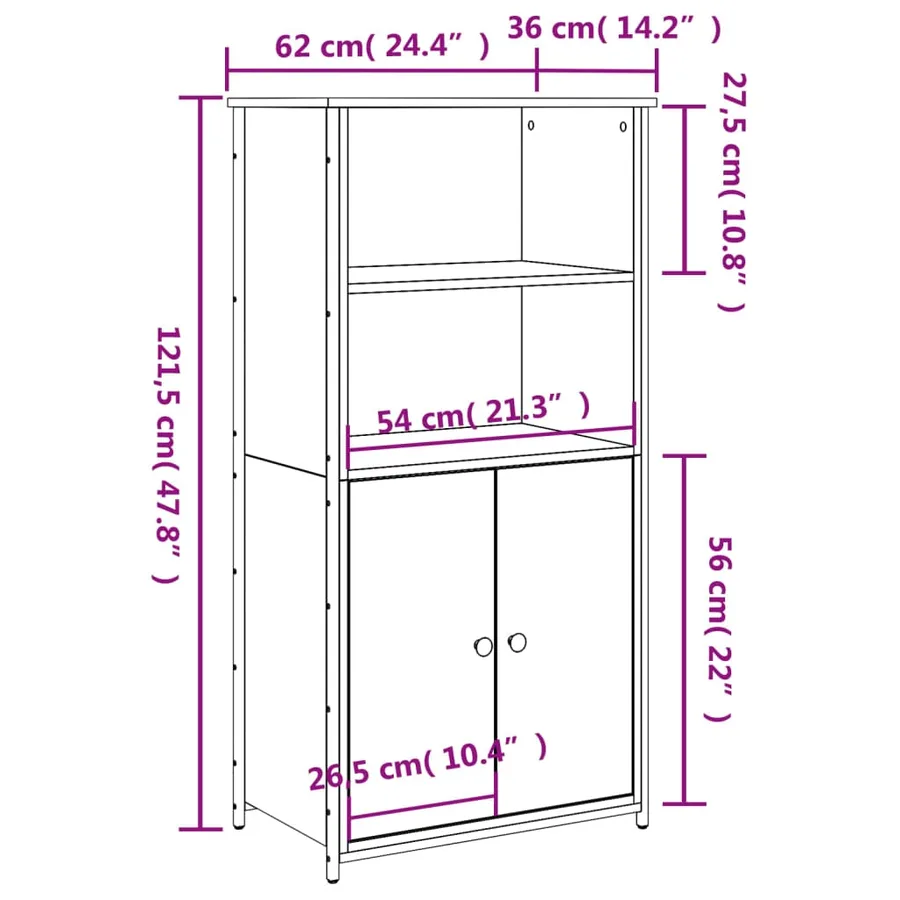 Buffet haut sonoma gris 62x36x121,5 cm bois d'ingénierie - 10