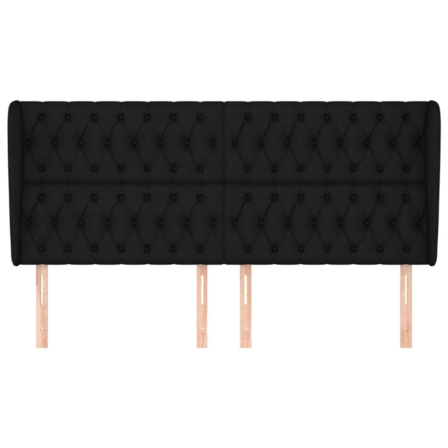 Tête de lit avec oreilles Noir 203x23x118/128 cm Tissu - 3