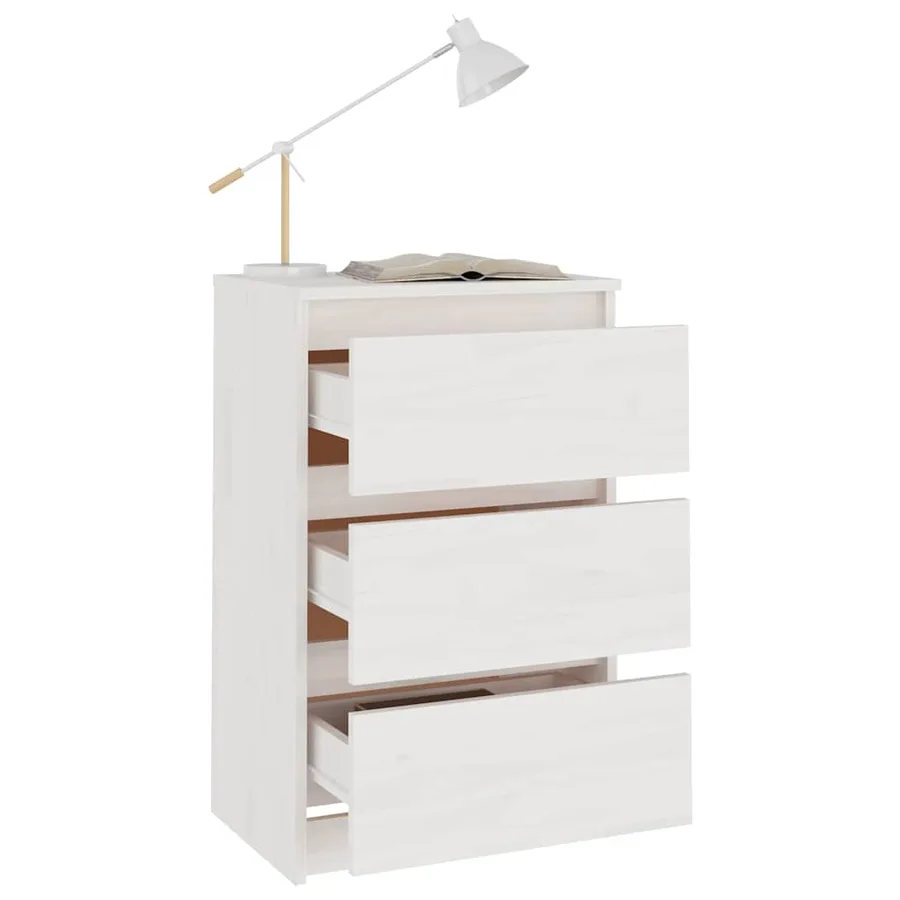 Tables de chevet 2 pcs Blanc 40x29,5x64 cm Bois de pin solide - 3