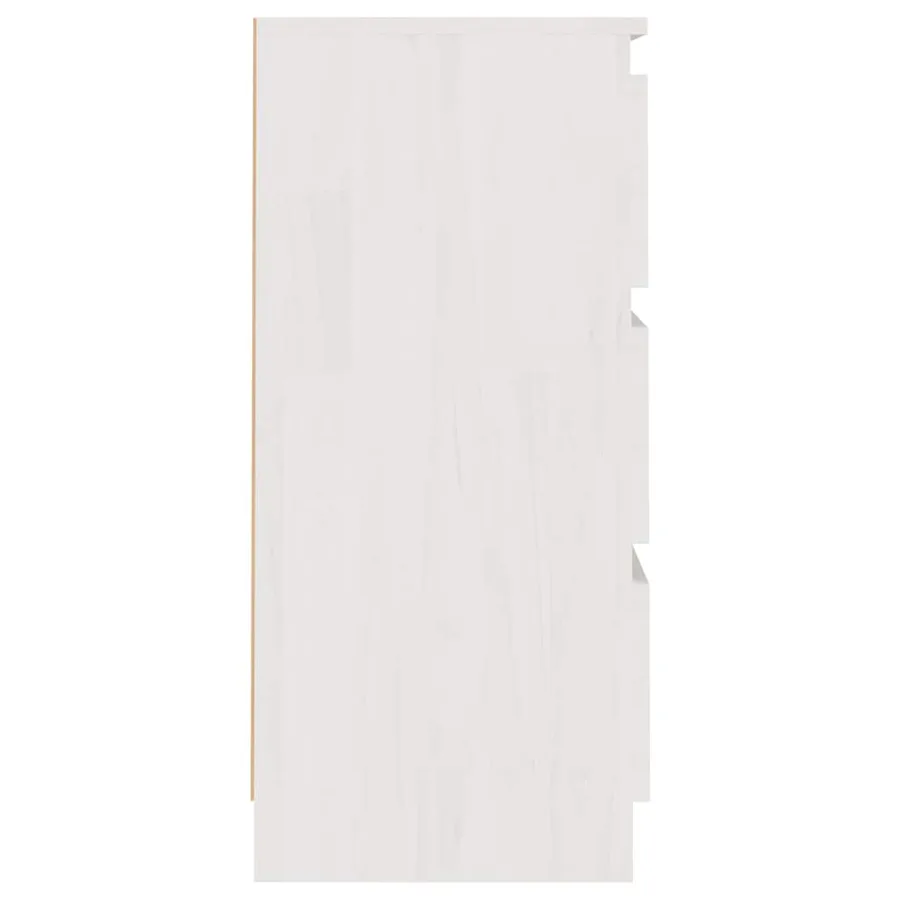 Tables de chevet 2 pcs Blanc 40x29,5x64 cm Bois de pin solide - 5