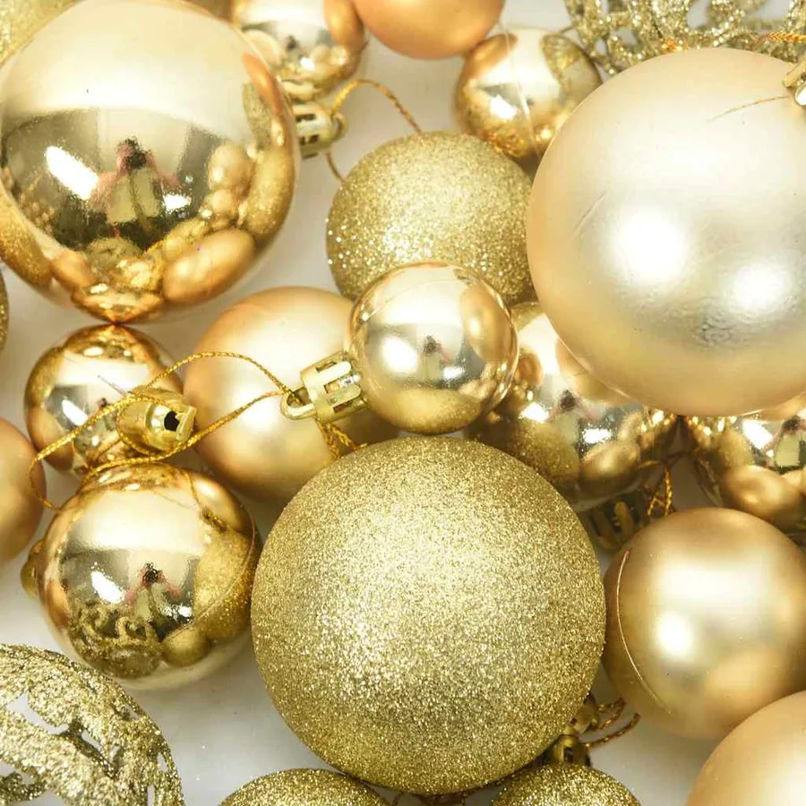 Ensemble de boules de Noël 111 pièces doré polystyrène - 10