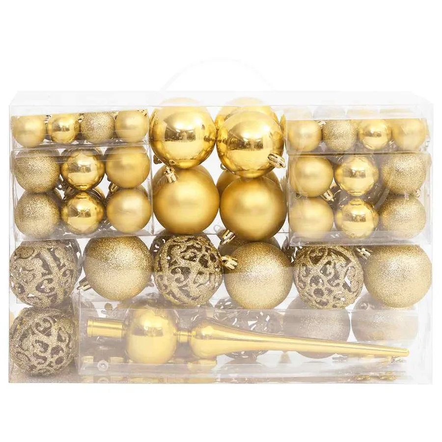Ensemble de boules de Noël 111 pièces doré polystyrène - 2