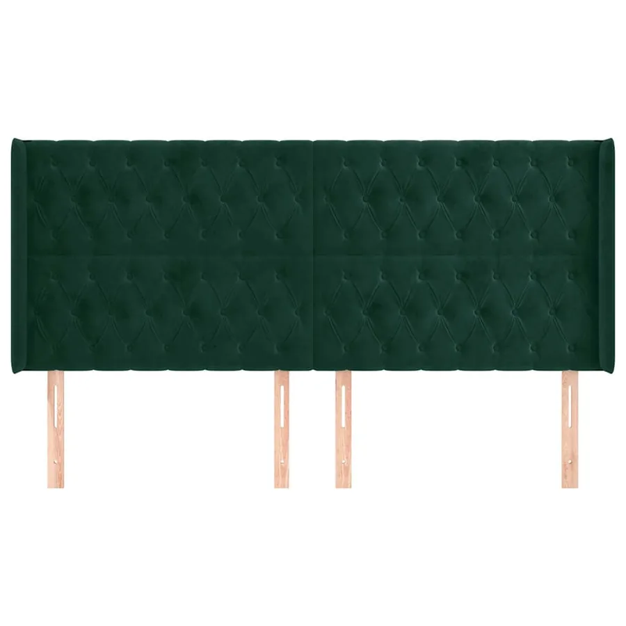Tête de lit avec oreilles Vert foncé 203x16x118/128 cm Velours - 3