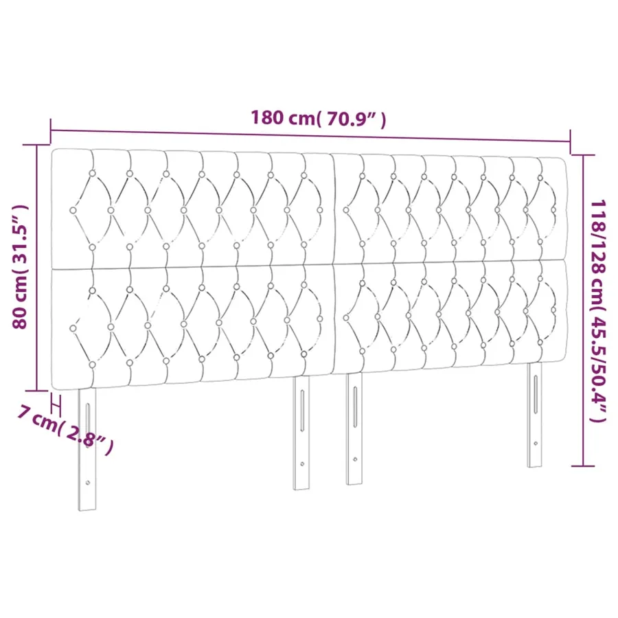 Tête de lit à LED Bleu 180x7x118/128 cm Tissu - 6