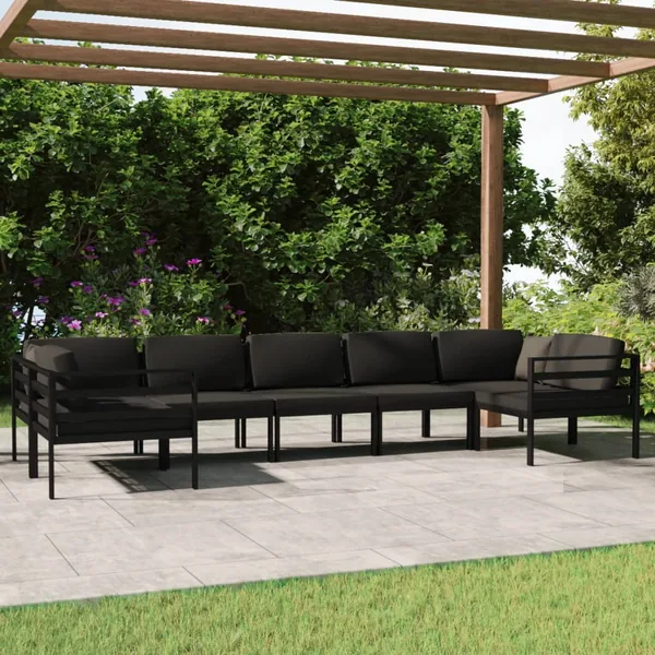 Salon de jardin 7 pcs avec coussins Aluminium Anthracite