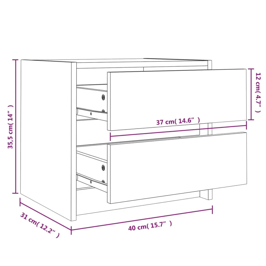 Tables de chevet 2 pcs blanc 40x31x35,5 cm bois de pin massif - 11