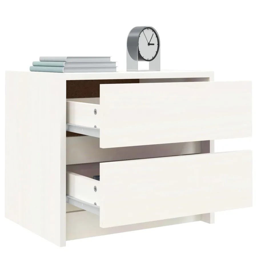 Tables de chevet 2 pcs blanc 40x31x35,5 cm bois de pin massif - 4