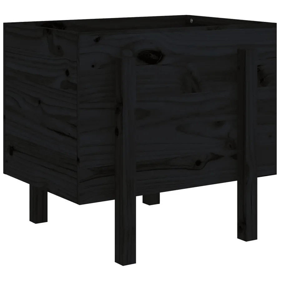 Jardinière noir 62x50x57 cm bois massif de pin - 2