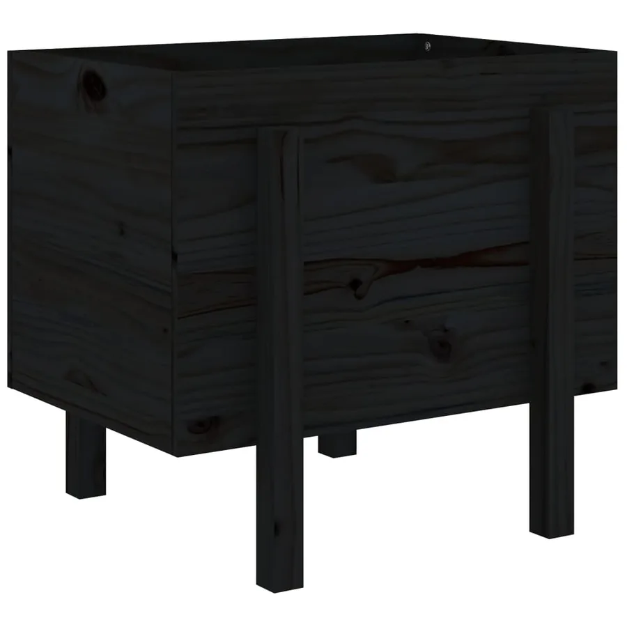 Jardinière noir 62x50x57 cm bois massif de pin - 6