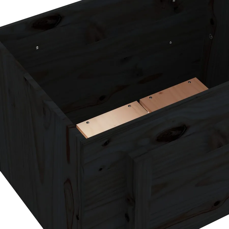 Jardinière noir 62x50x57 cm bois massif de pin - 7