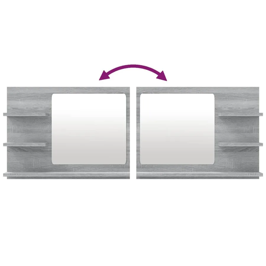 Miroir de bain Sonoma gris 60x10,5x45 cm Bois d'ingénierie - 5