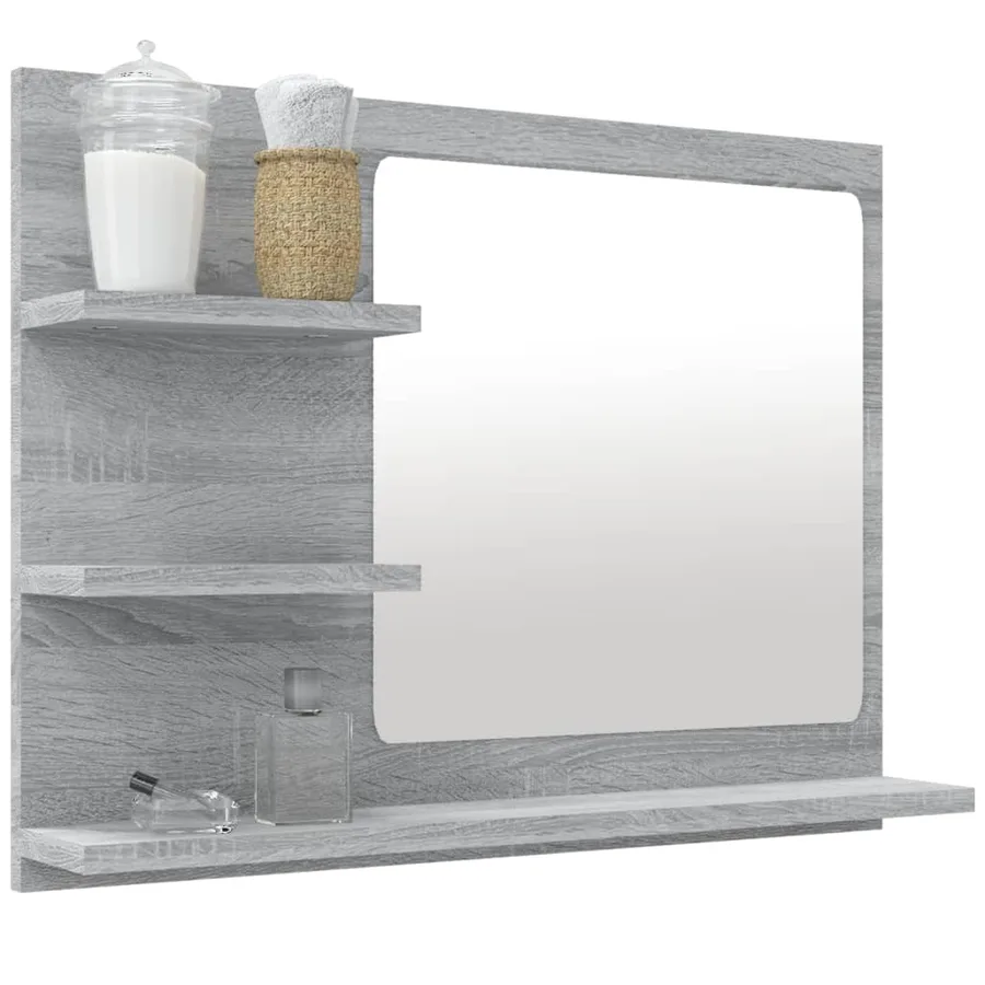 Miroir de bain Sonoma gris 60x10,5x45 cm Bois d'ingénierie - 6