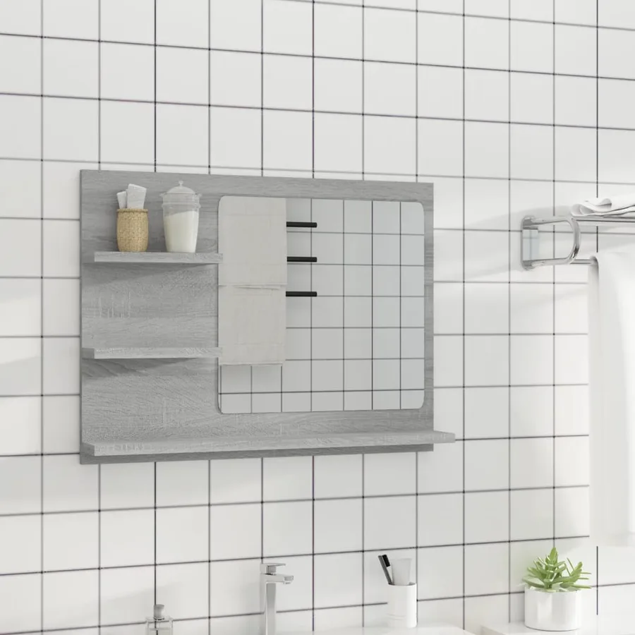 Miroir de bain Sonoma gris 60x10,5x45 cm Bois d'ingénierie - 7