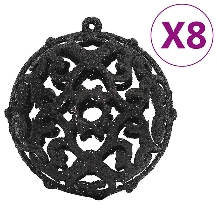 Ensemble de boules de Noël 111 pièces noir polystyrène - 4