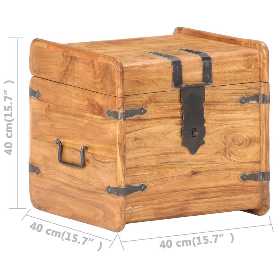 Coffre 40x40x40 cm Bois d'acacia solide - 10