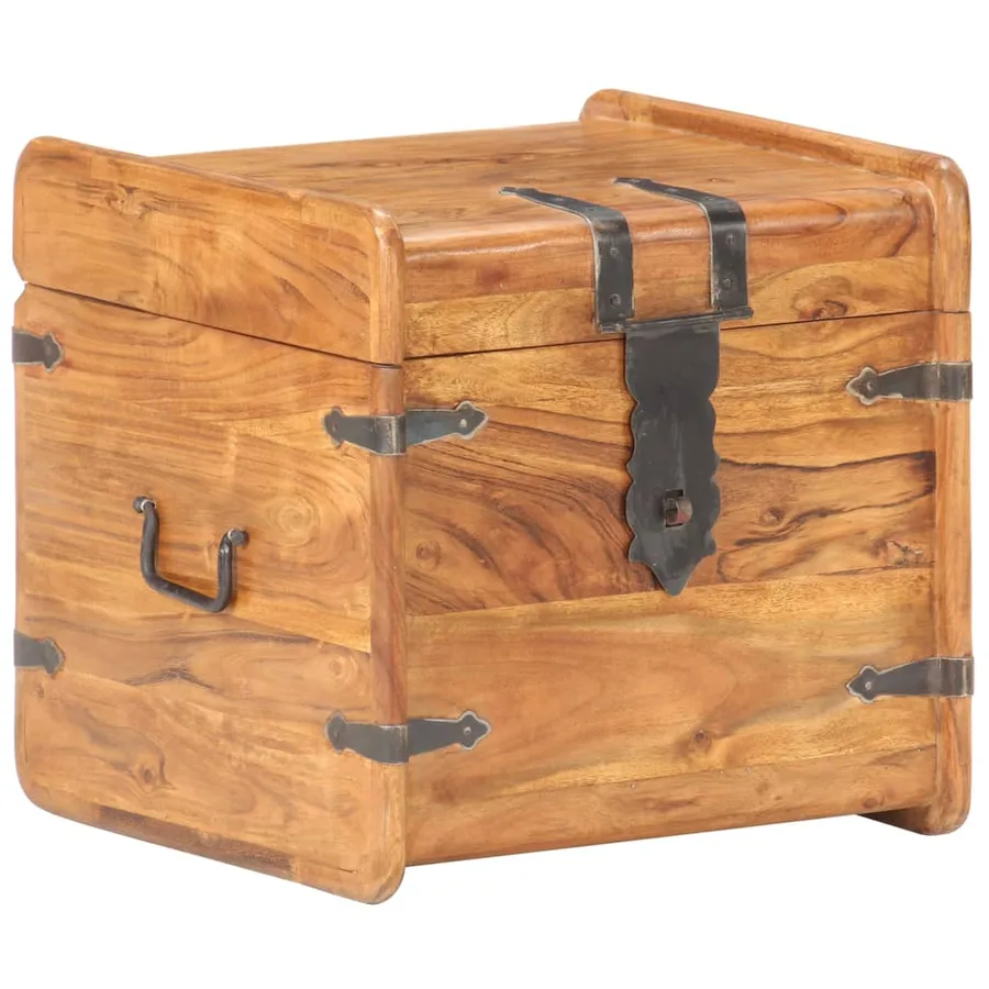 Coffre 40x40x40 cm Bois d'acacia solide - 9