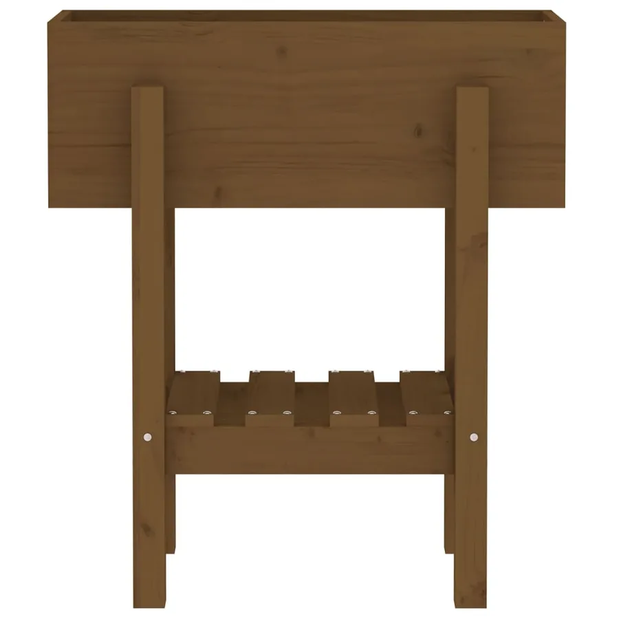 Jardinière marron miel 62x30x69 cm bois massif de pin - 6