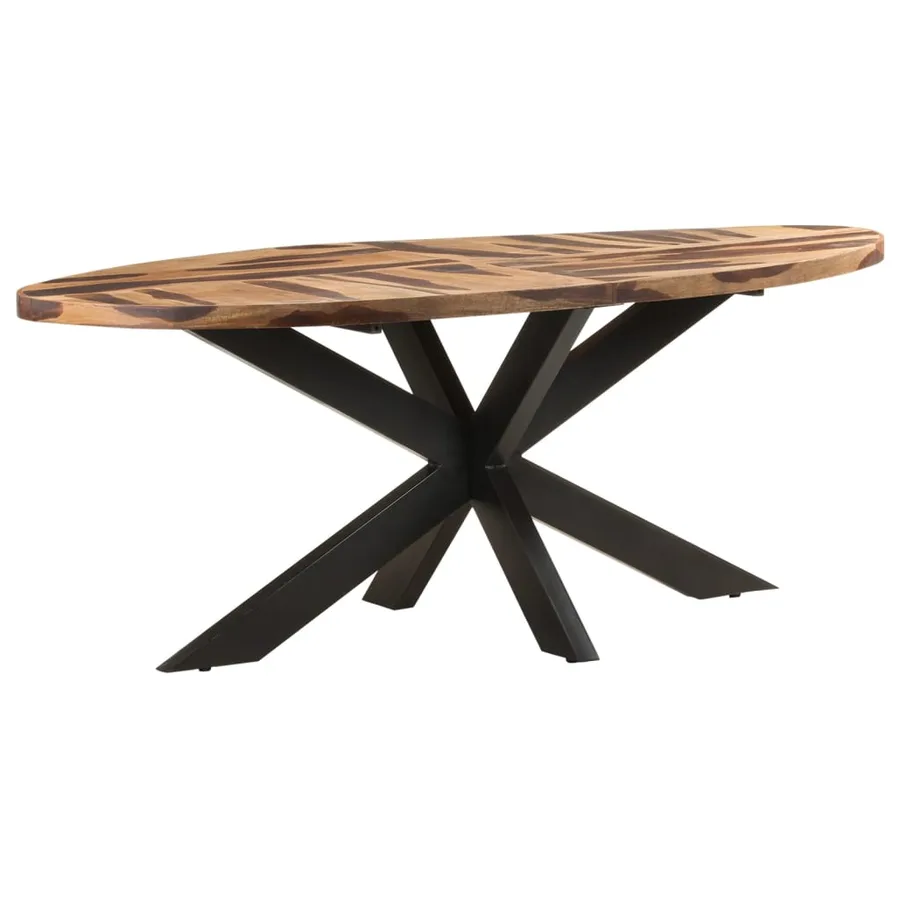 Table à manger ovale 200x100x75 cm Bois d'acacia - 7