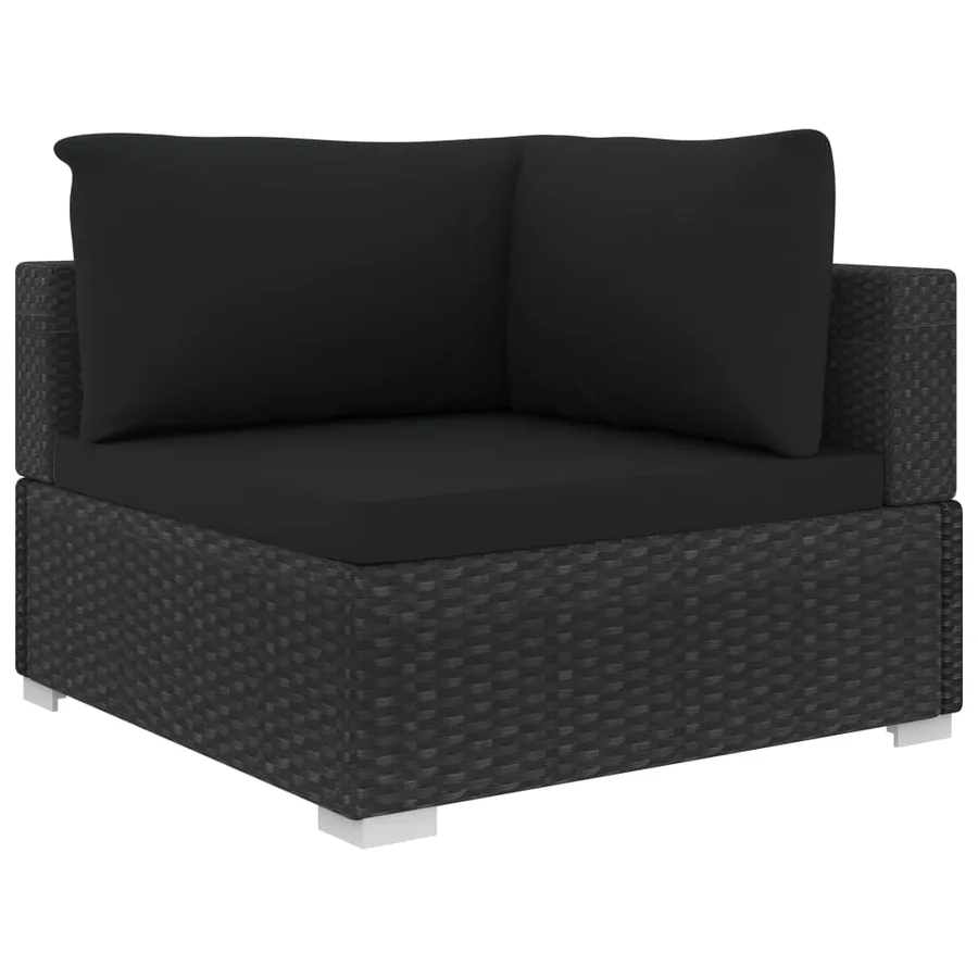 Salon de jardin 11 pcs avec coussins Résine tressée Noir - 4