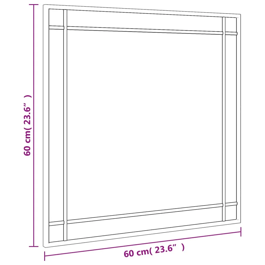 Miroir mural noir 60x60 cm carré fer - 7