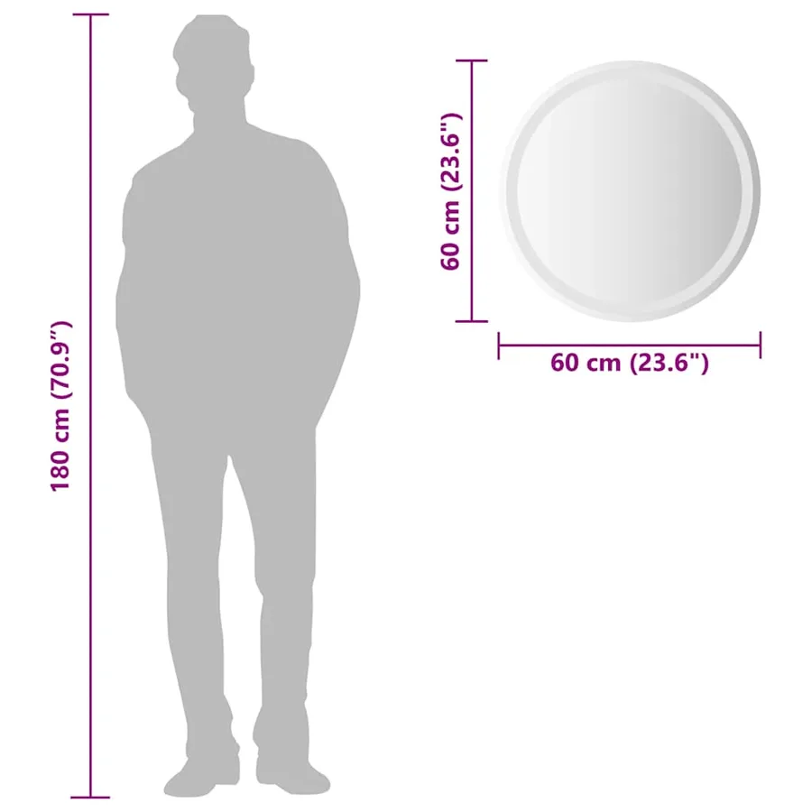 Miroir de salle de bain à LED 60 cm rond - 12