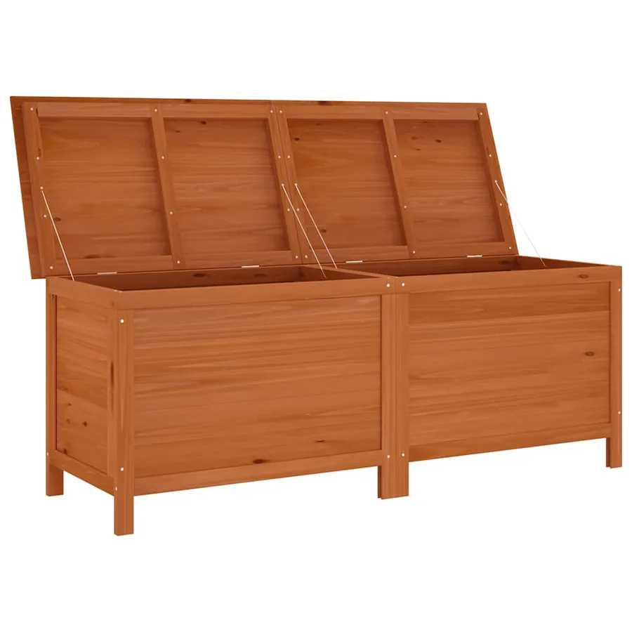 Boîte de rangement de jardin marron bois massif de sapin - 3