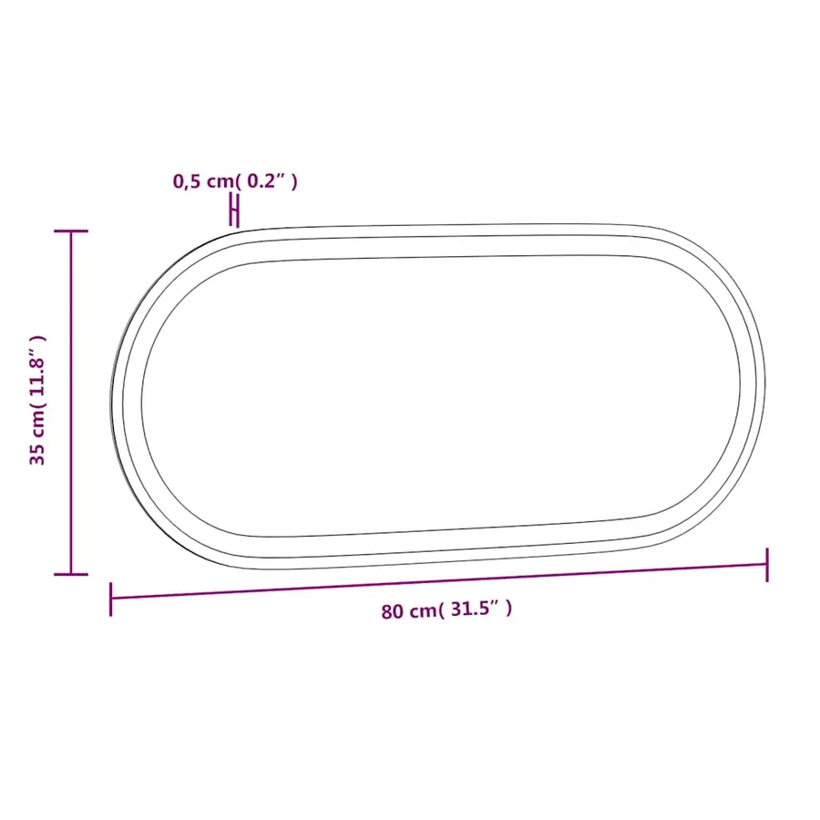 Miroir de salle de bain à LED 80x35 cm ovale - 14