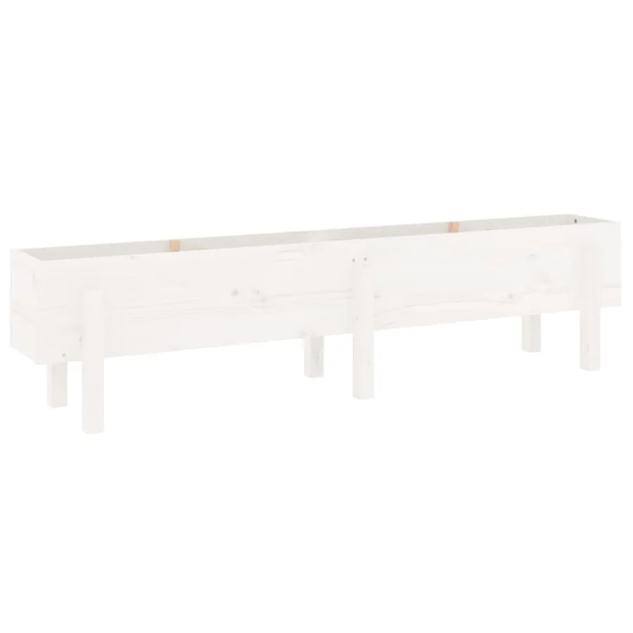 Lit surélevé de jardin blanc 160x30x38 cm bois de pin massif - 4