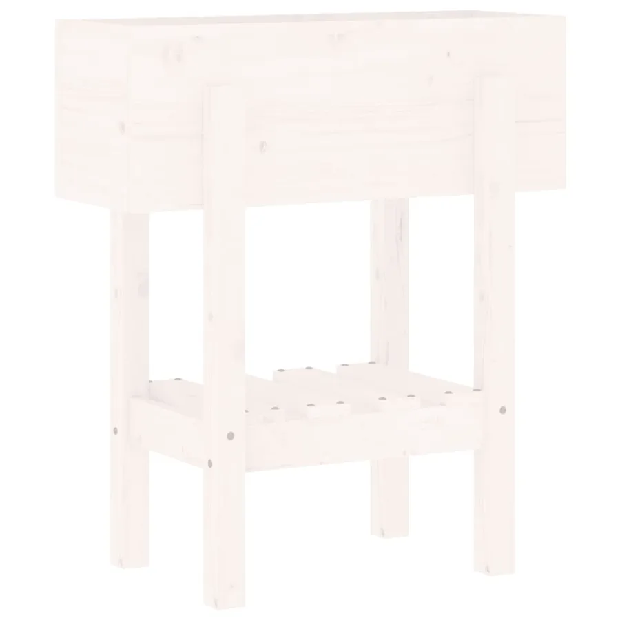 Jardinière blanc 62x30x69 cm bois massif de pin - 2