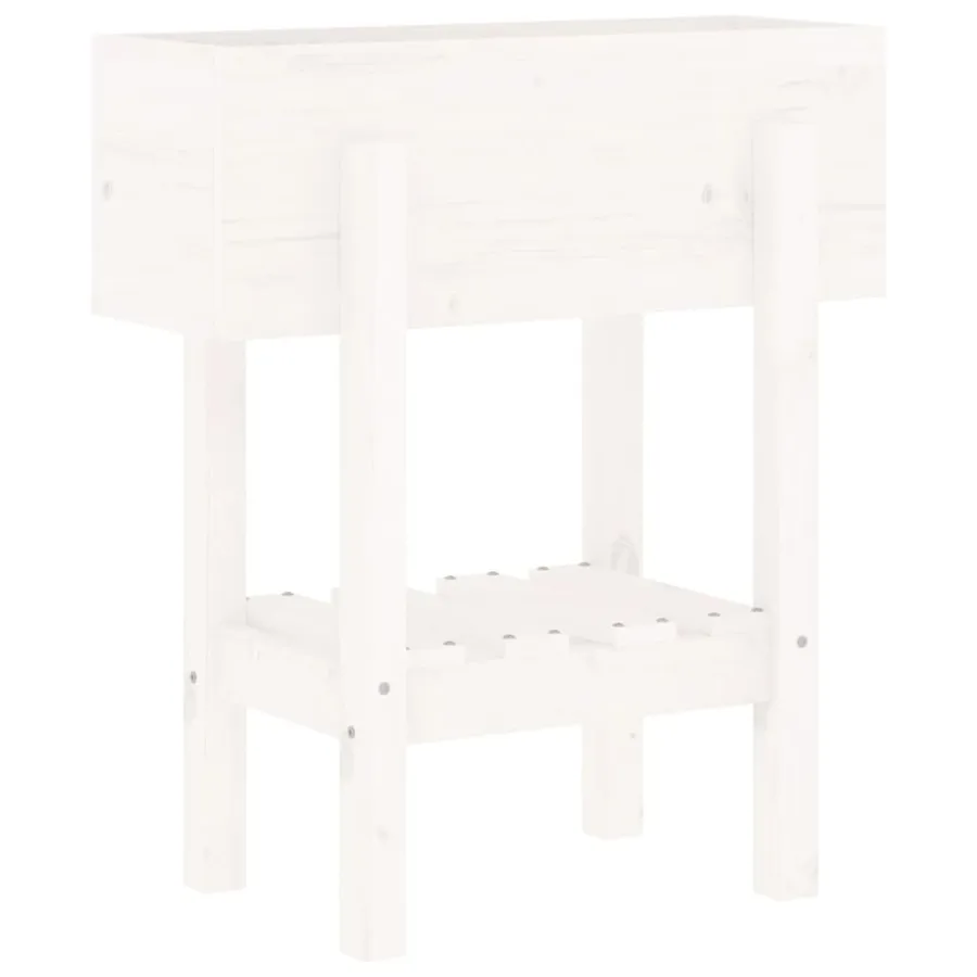Jardinière blanc 62x30x69 cm bois massif de pin - 4
