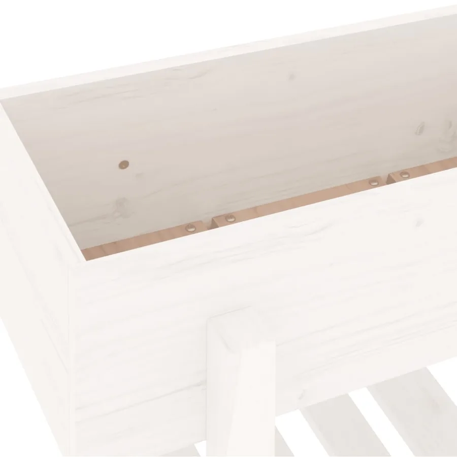 Jardinière blanc 62x30x69 cm bois massif de pin - 7