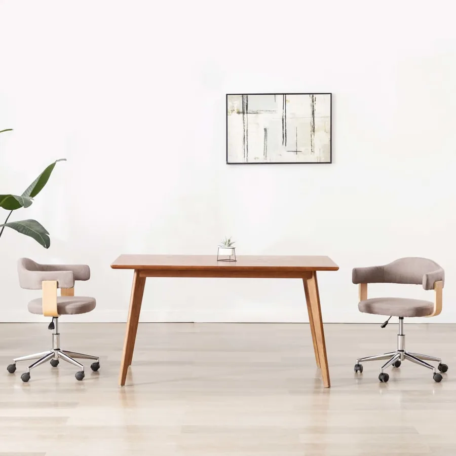 Chaises pivotantes à manger lot de 2 taupe bois courbé et tissu