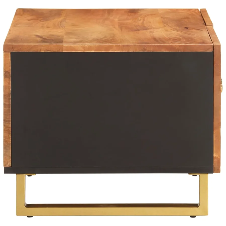 Table basse marron et noir 80x50x40 cm bois de massif manguier - 5