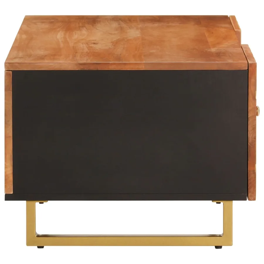 Table basse marron et noir 100x54x40 cm bois massif de manguier - 5