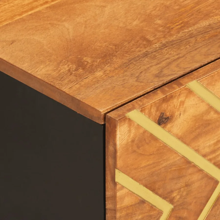 Table basse marron et noir 100x54x40 cm bois massif de manguier - 7