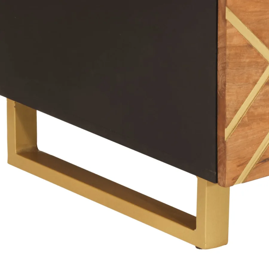 Table basse marron et noir 100x54x40 cm bois massif de manguier - 9