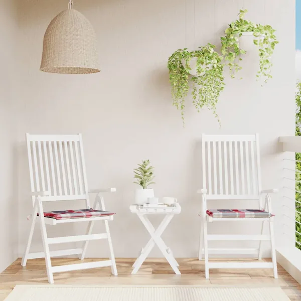Coussins de chaise de jardin lot de 2 carreaux rouges 50x50x4cm