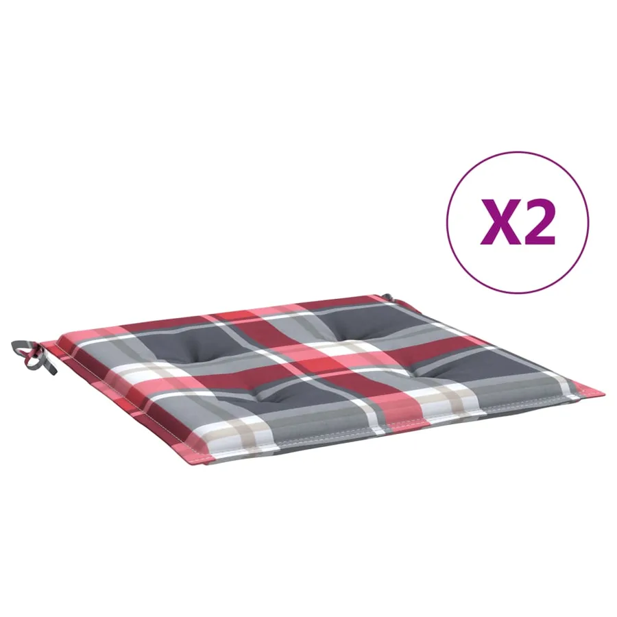 Coussins de chaise de jardin lot de 2 carreaux rouges 50x50x4cm - 2