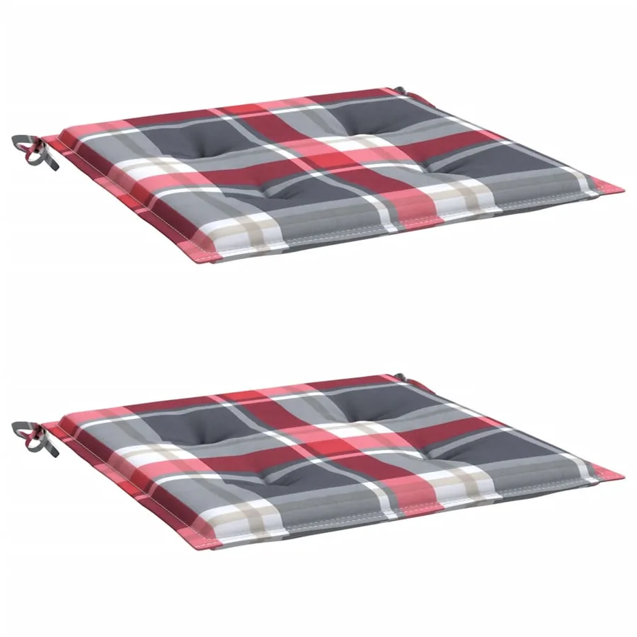 Coussins de chaise de jardin lot de 2 carreaux rouges 50x50x4cm - 3