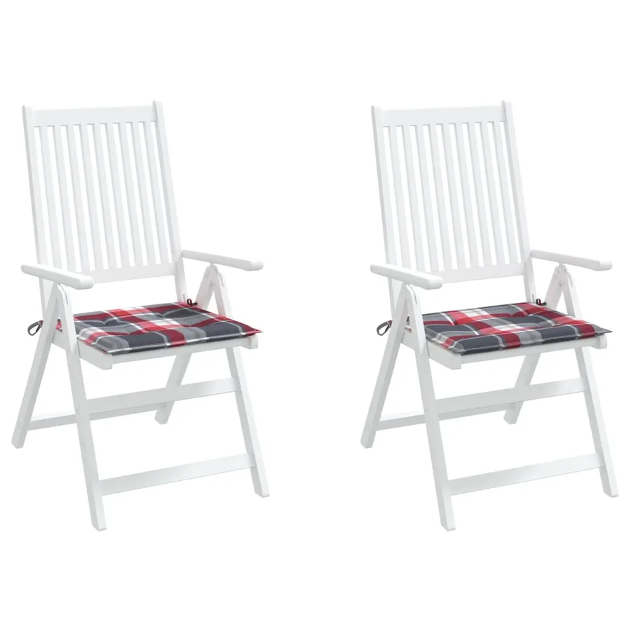 Coussins de chaise de jardin lot de 2 carreaux rouges 50x50x4cm - 8