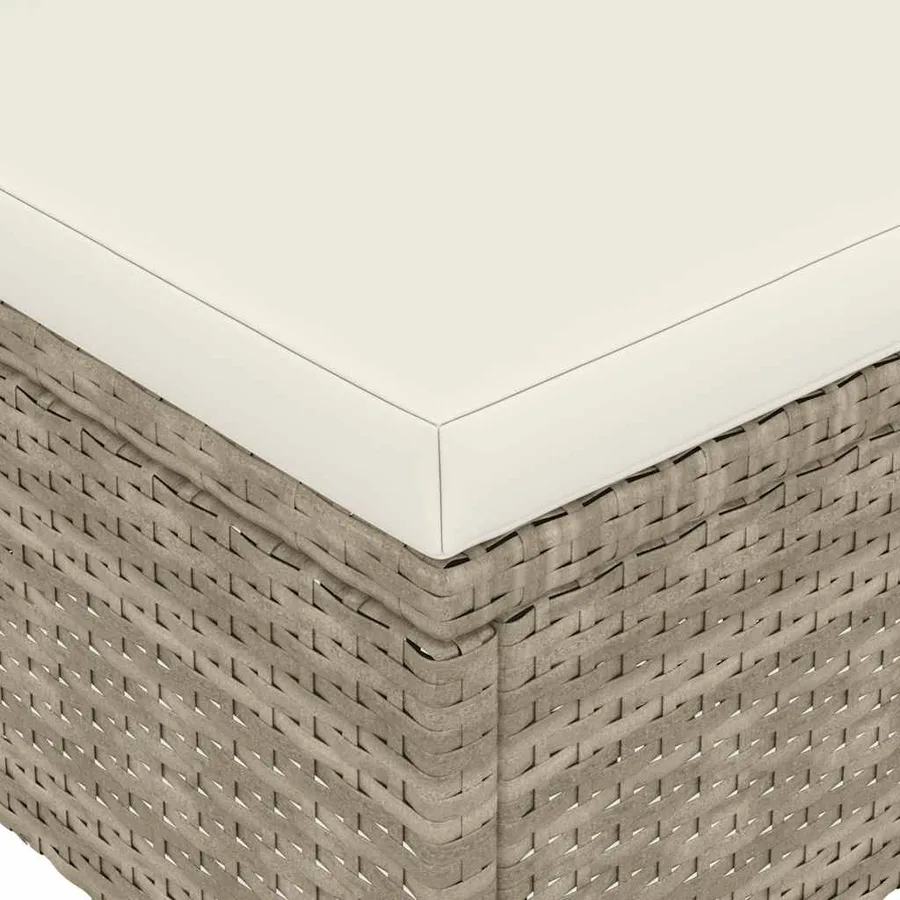 Jeu de chaise et tabouret de jardin 4 pcs Résine tressée Beige - 10