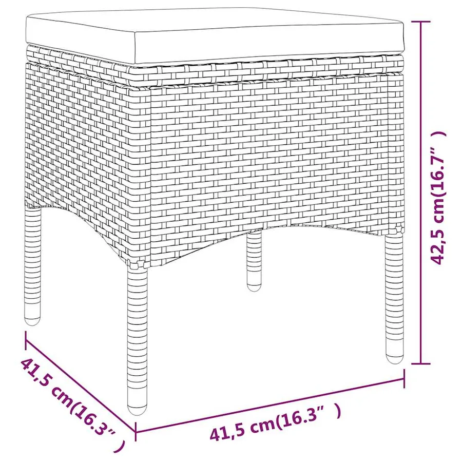 Jeu de chaise et tabouret de jardin 4 pcs Résine tressée Beige - 12