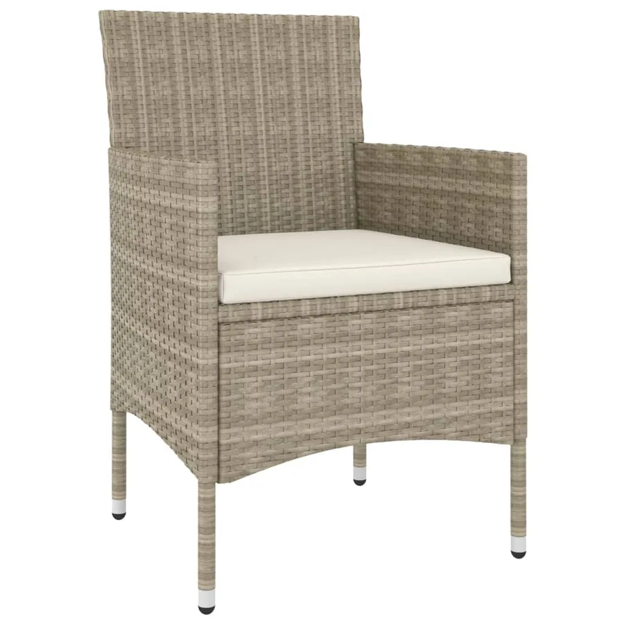 Jeu de chaise et tabouret de jardin 4 pcs Résine tressée Beige - 3