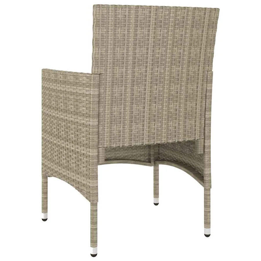 Jeu de chaise et tabouret de jardin 4 pcs Résine tressée Beige - 6