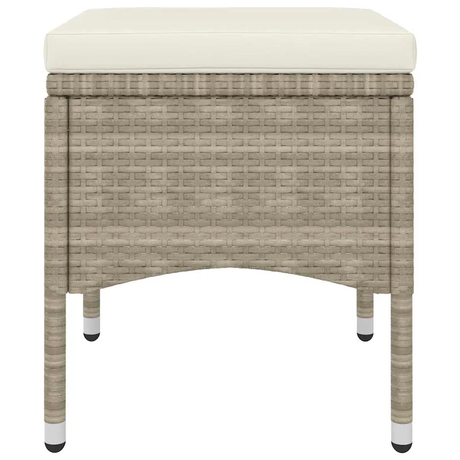 Jeu de chaise et tabouret de jardin 4 pcs Résine tressée Beige - 8