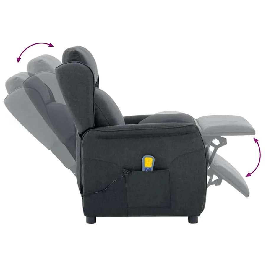 Chaise de massage Gris foncé 93.5 x 67.5 x 101.5 cm tissu - 7