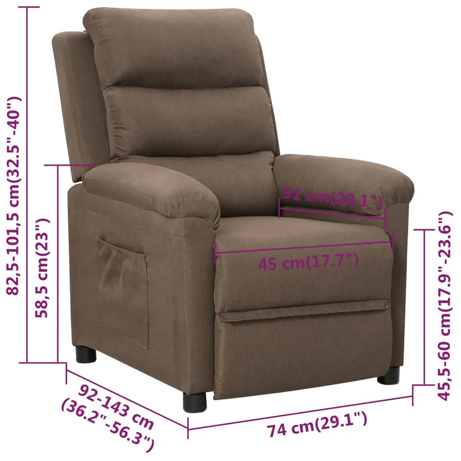 Fauteuil inclinable Taupe Tissu - 11