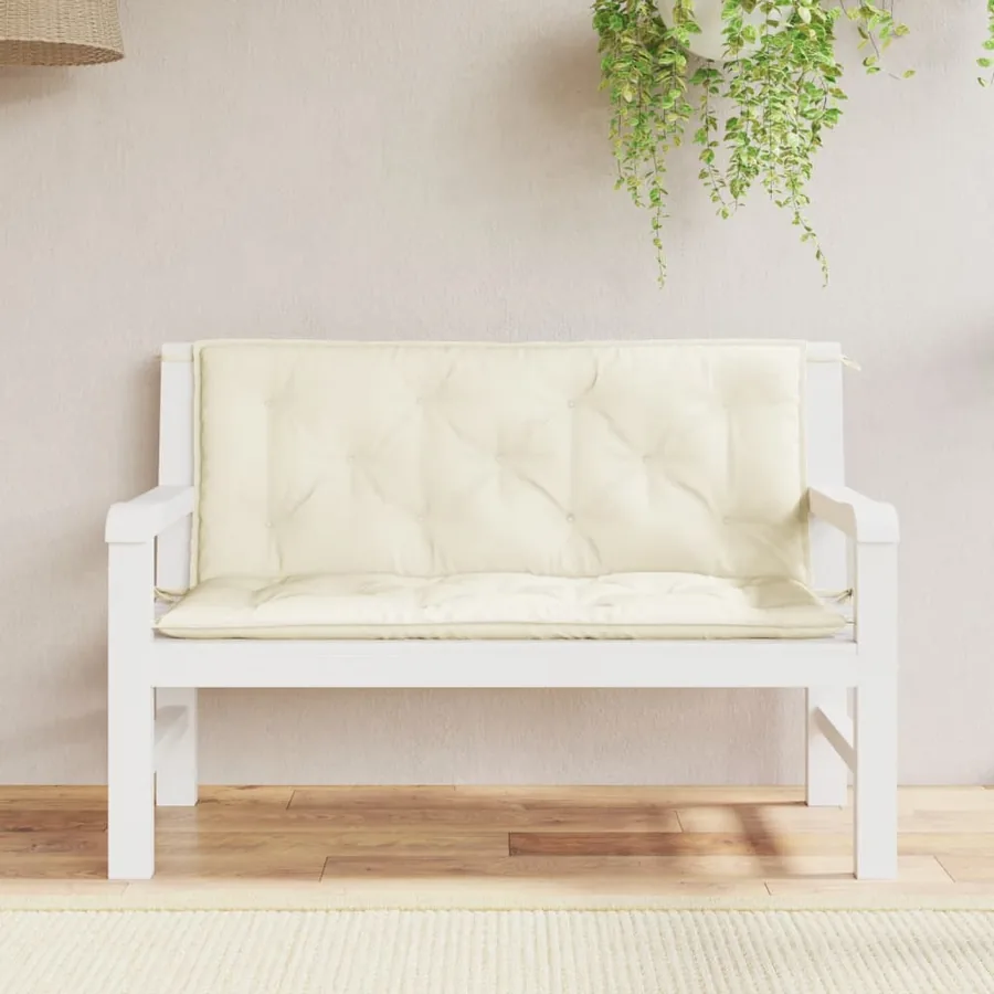 Coussins de banc de jardin lot de 2 blanc crème tissu Oxford